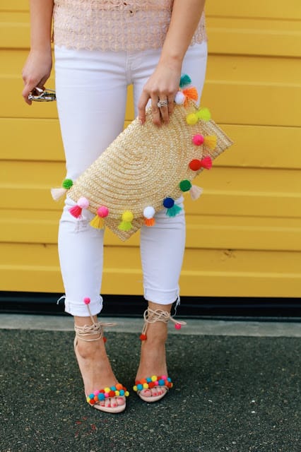 Spring must haves: Pom pom clutch and shoes