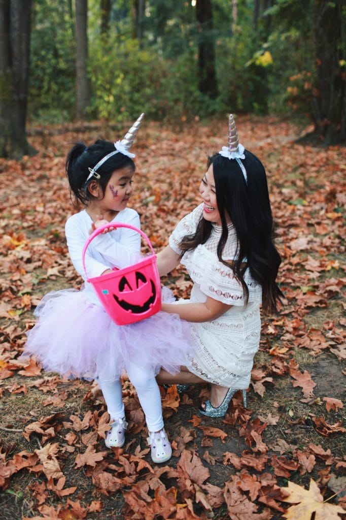 Mommy and Daughter DIY Unicorn Halloween Costume