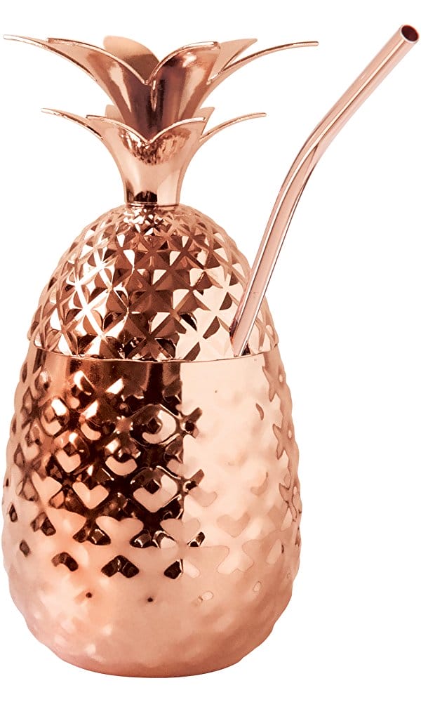 copper pineapple tumbler with straw