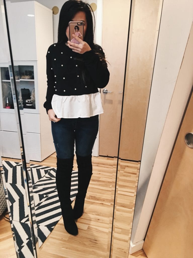 Outfit Ideas: Sweater and over the knee boots