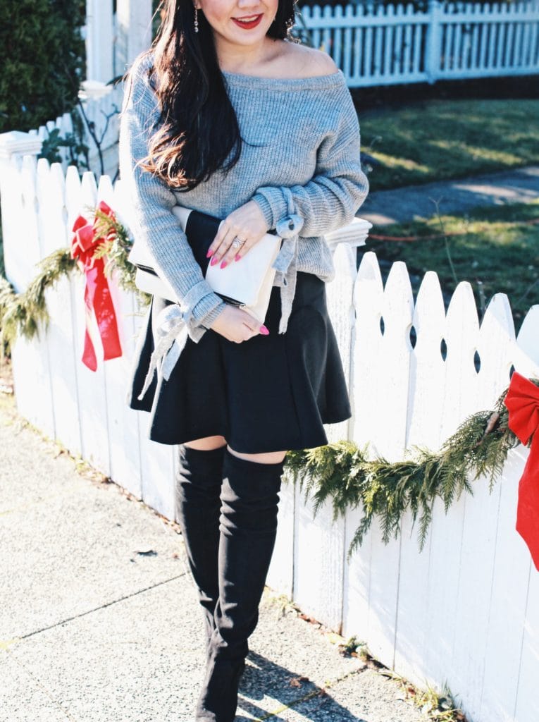 Winter outfit- sweater and over the knee boots
