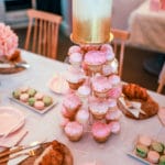 Gold, pink and glitter baby shower sprinkle