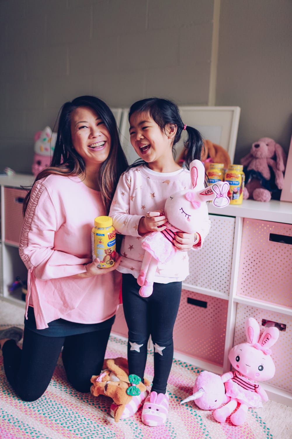 mom and daughter in kid's playroom
