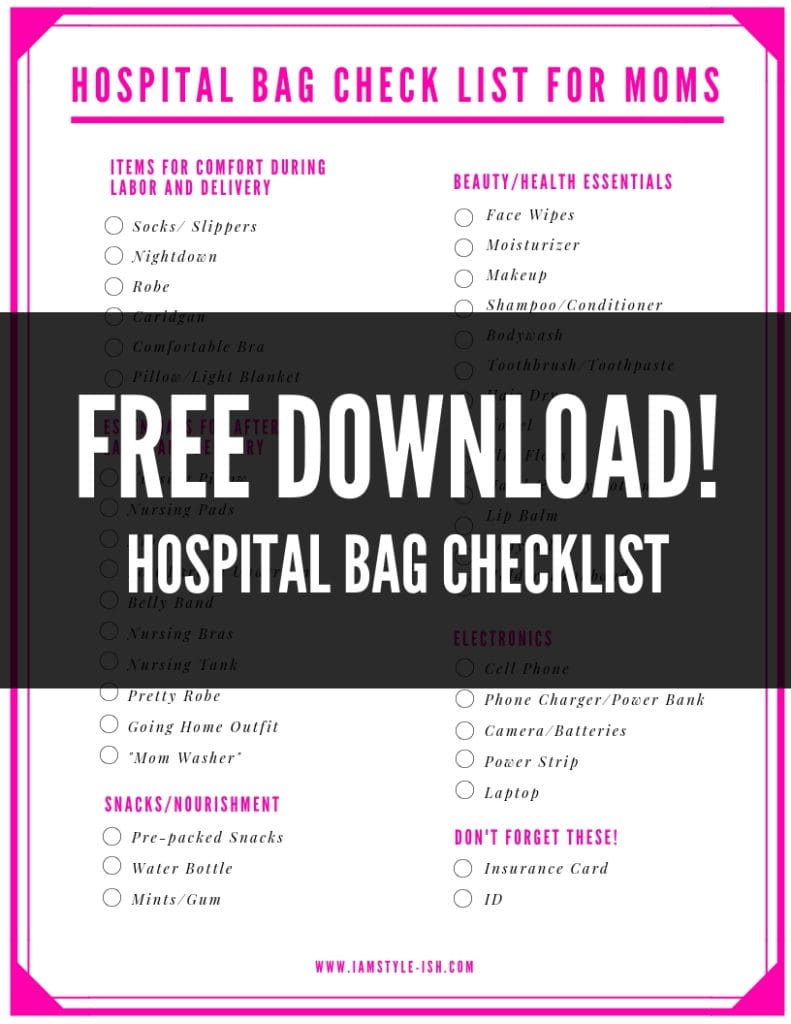 hospital bag checklist for pregnant moms