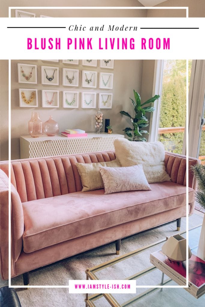 chic and modern blush pink living room