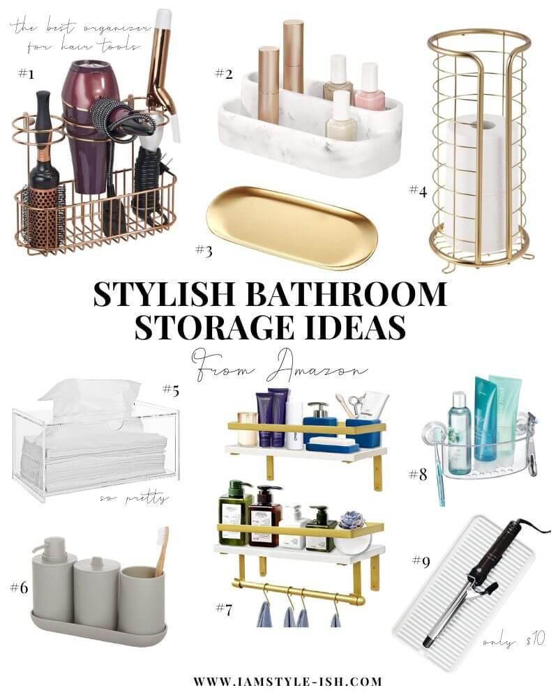 must have bathroom storage from amazon, amazon storage essentials, amazon bathroom storage, bathroom storage ideas, bathroom organization, bathroom organizing ideas, how to organize a small bathroom, how to utilize space in a small bathroom, small bathroom storage, organization tips, home tips, organizing tips, home edit, bathroom drawer organization, over the toilet storage inspiration, 