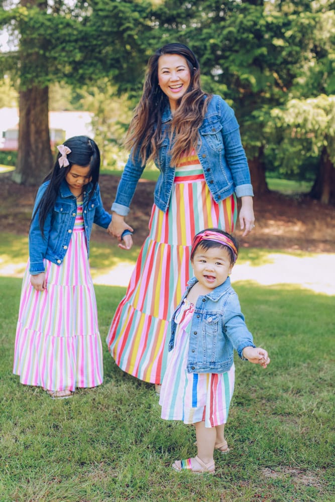 Mommy and me striped maxi dresses