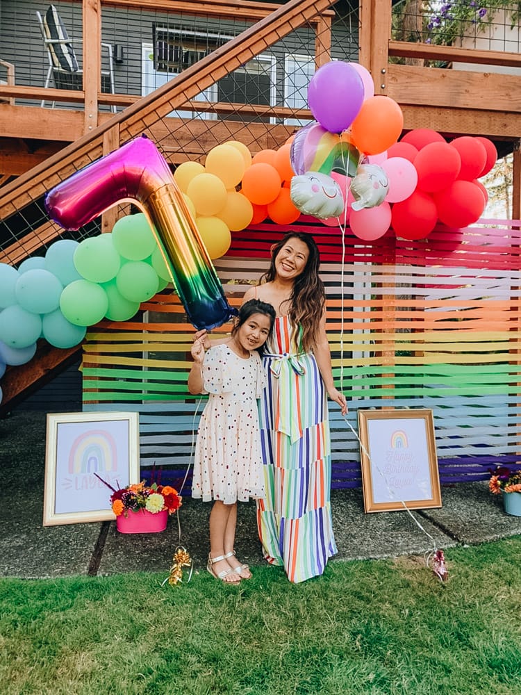 Mommy and daughter rainbow wall