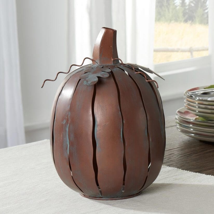 Metal pumpkin decor for outdoors and indoors