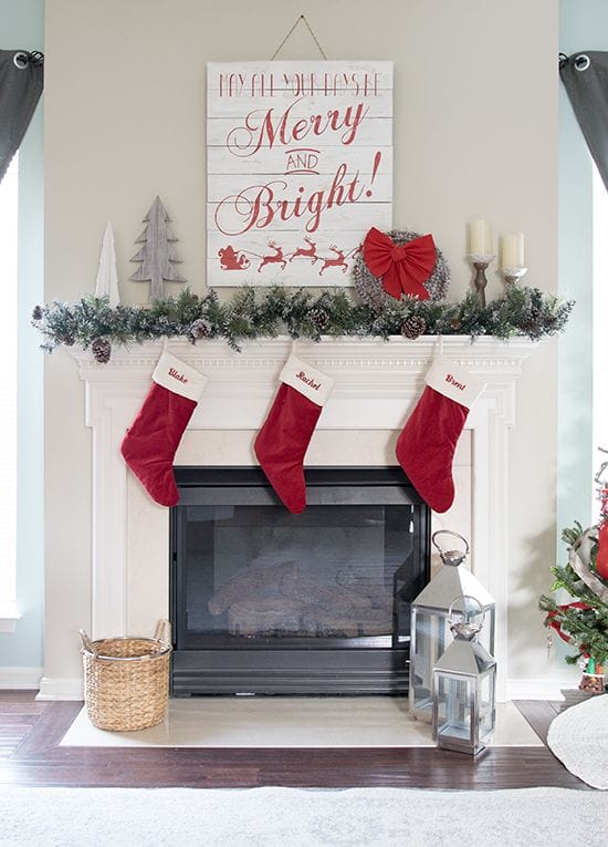 red and green christmas mantle ideas
