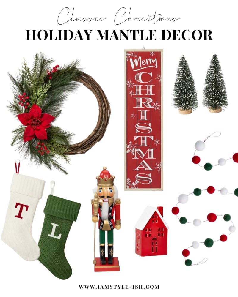 Classic Christmas affordable holiday mantle decor 