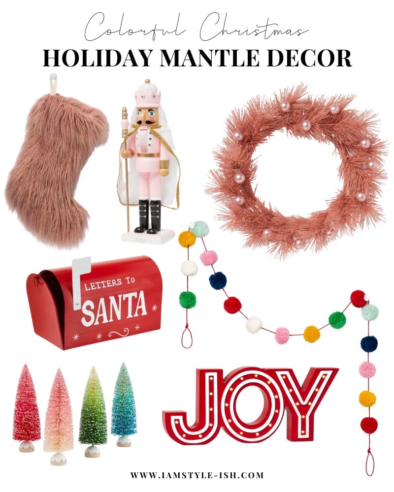 colorful christmas affordable holiday mantle decor 