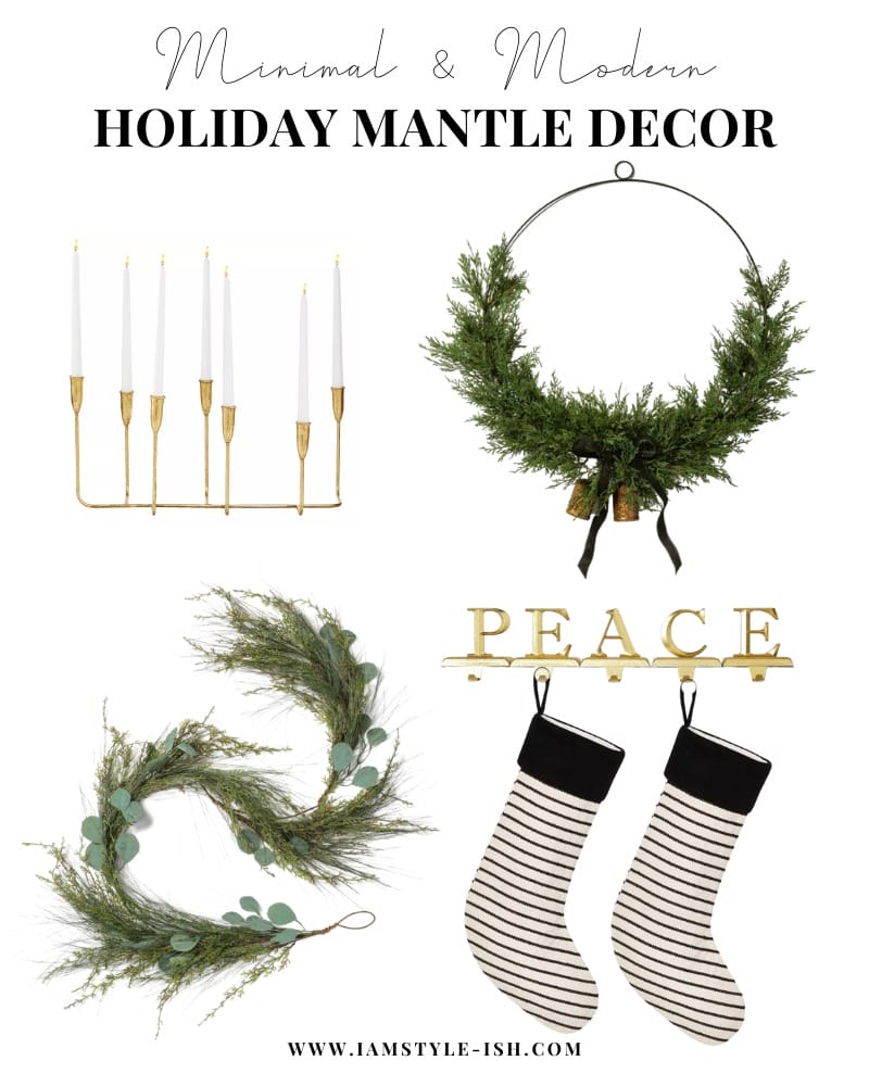 minimal and modern affordable holiday mantle decor 