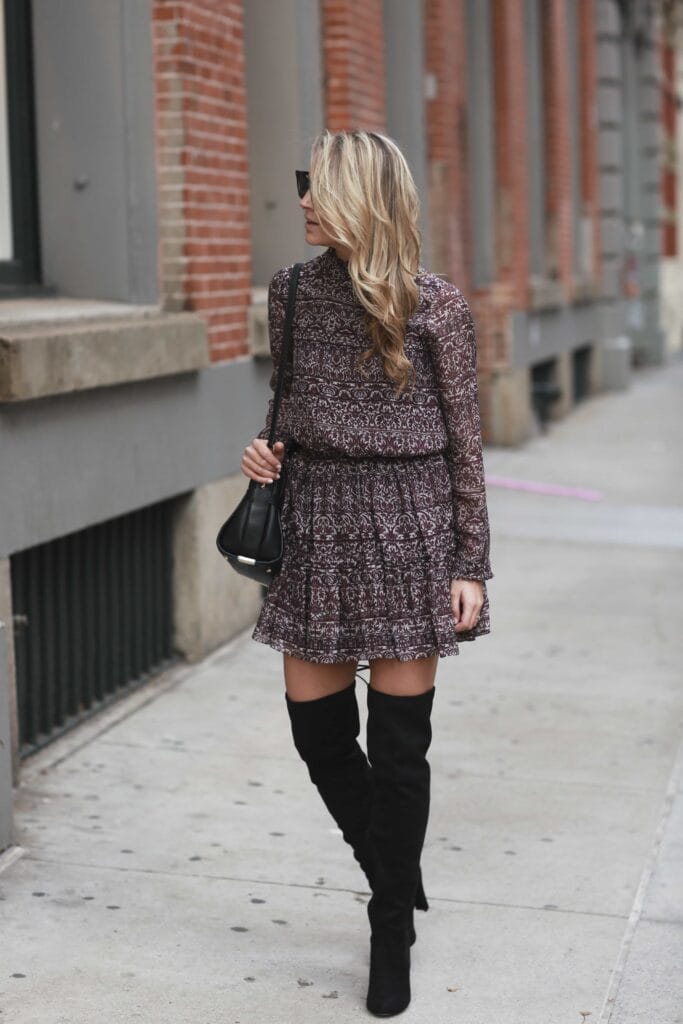 STYLING A DRESS WITH OVER THE KNEE BOOTS in the winter