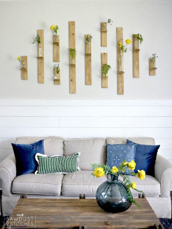 DIY wood wall flower holders