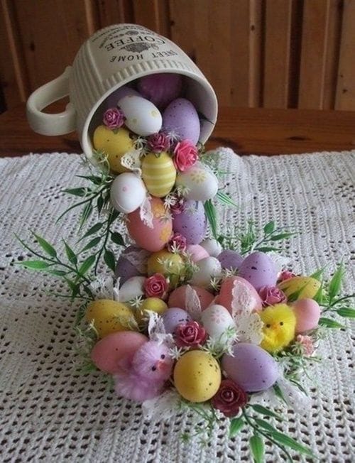 DIY Easter Egg Flying Cup Topiary