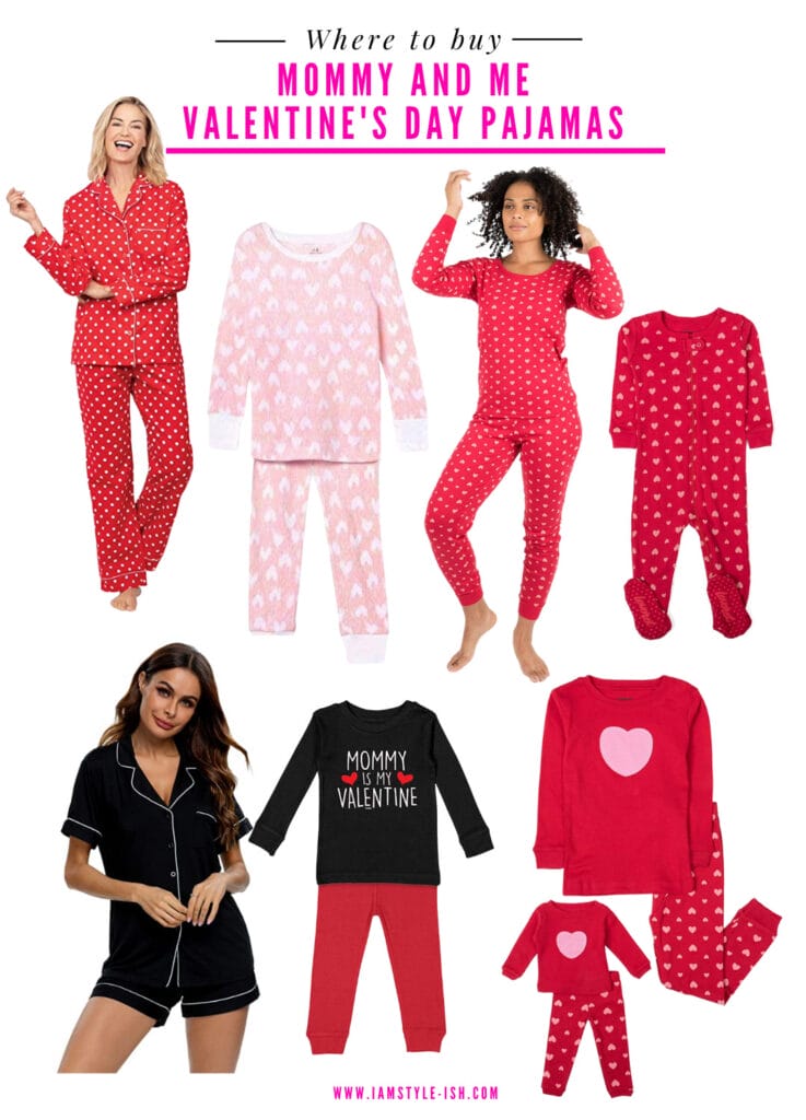Mommy and me matching pajamas for Valentine's Day