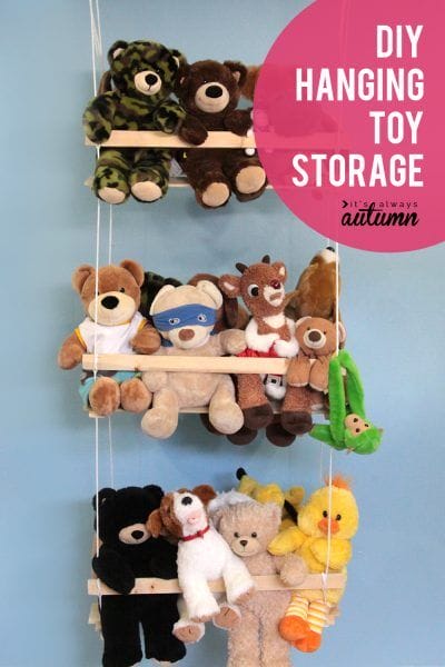 DIY hanging swing toy storage