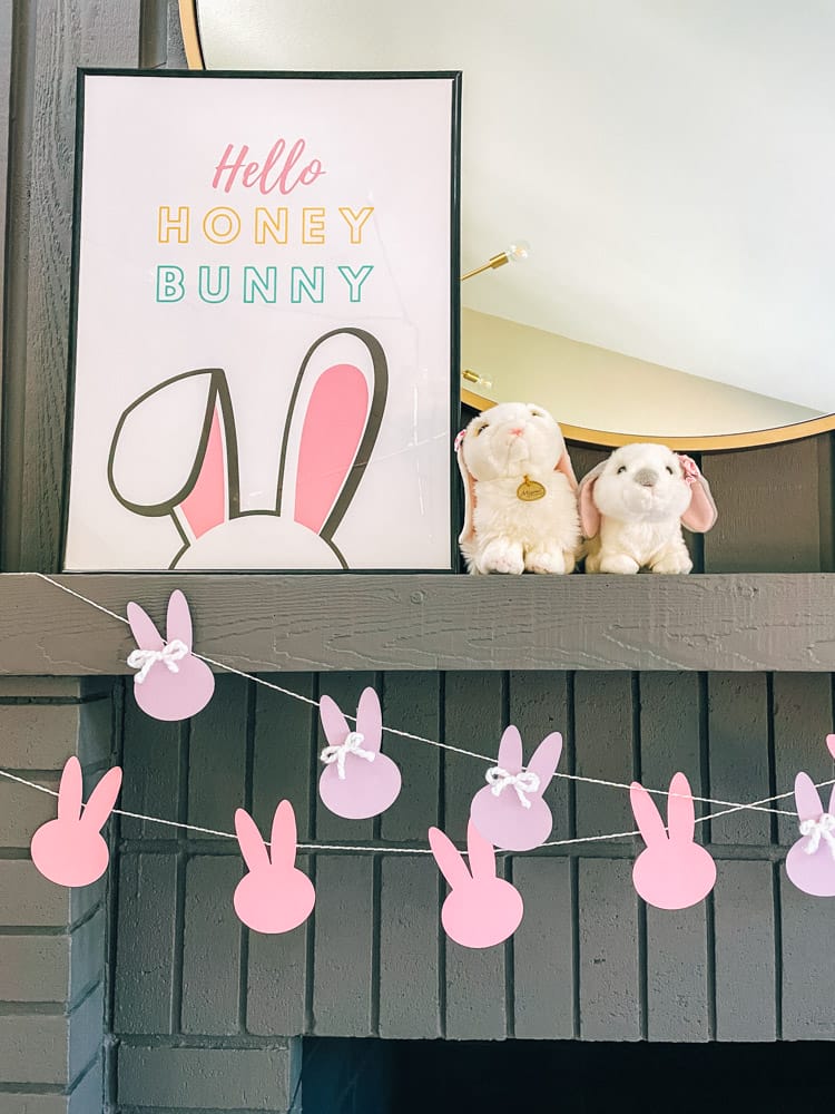 easter bunny garland with easter bunny poster print