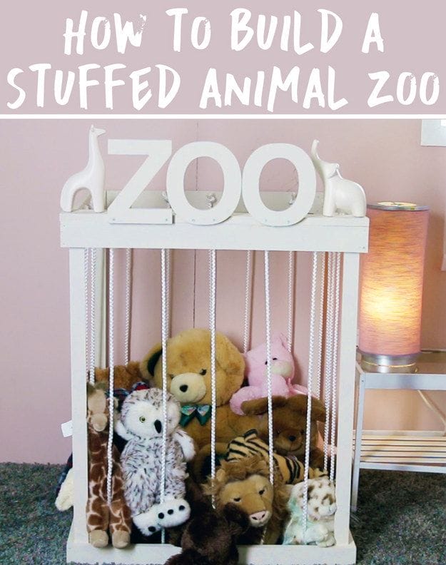 DIY stuffed animal zoo storage
