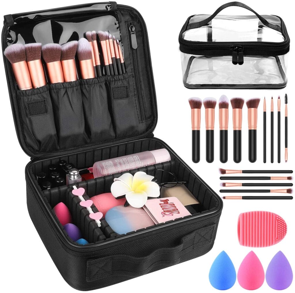 makeup travel case with dividers