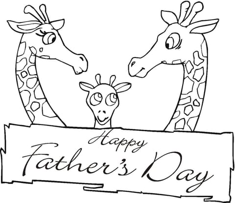 Giraffe Father's Day Coloring Page