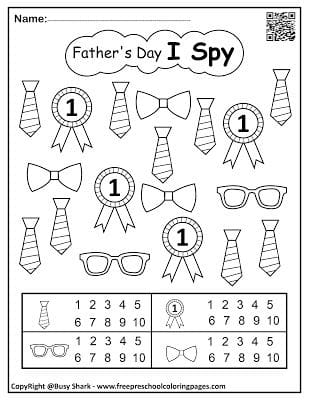Father's Day I Spy Coloring Page -