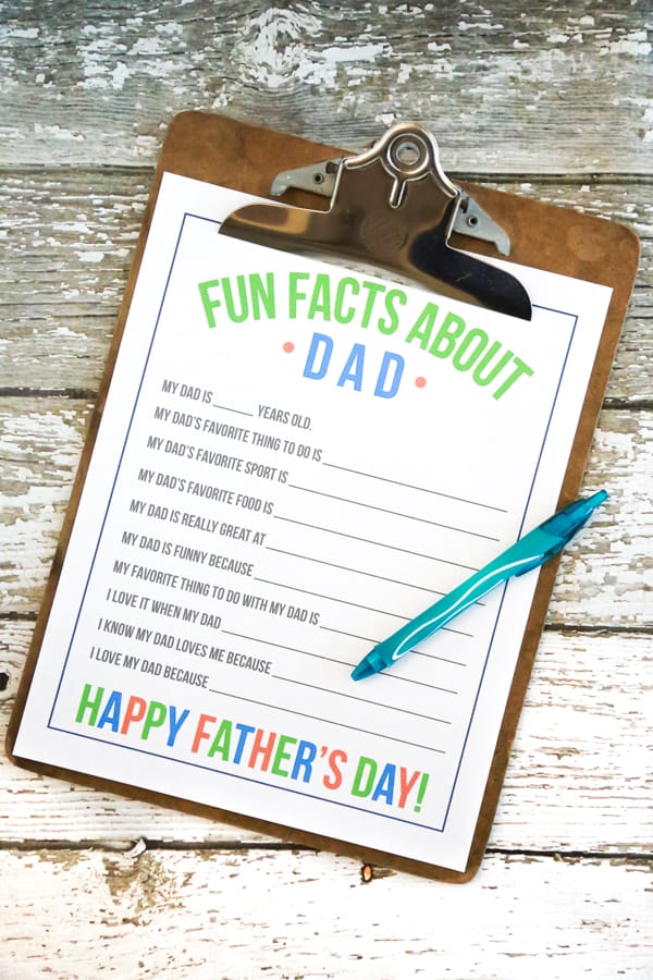 Fun Facts About Dad Free Printable 