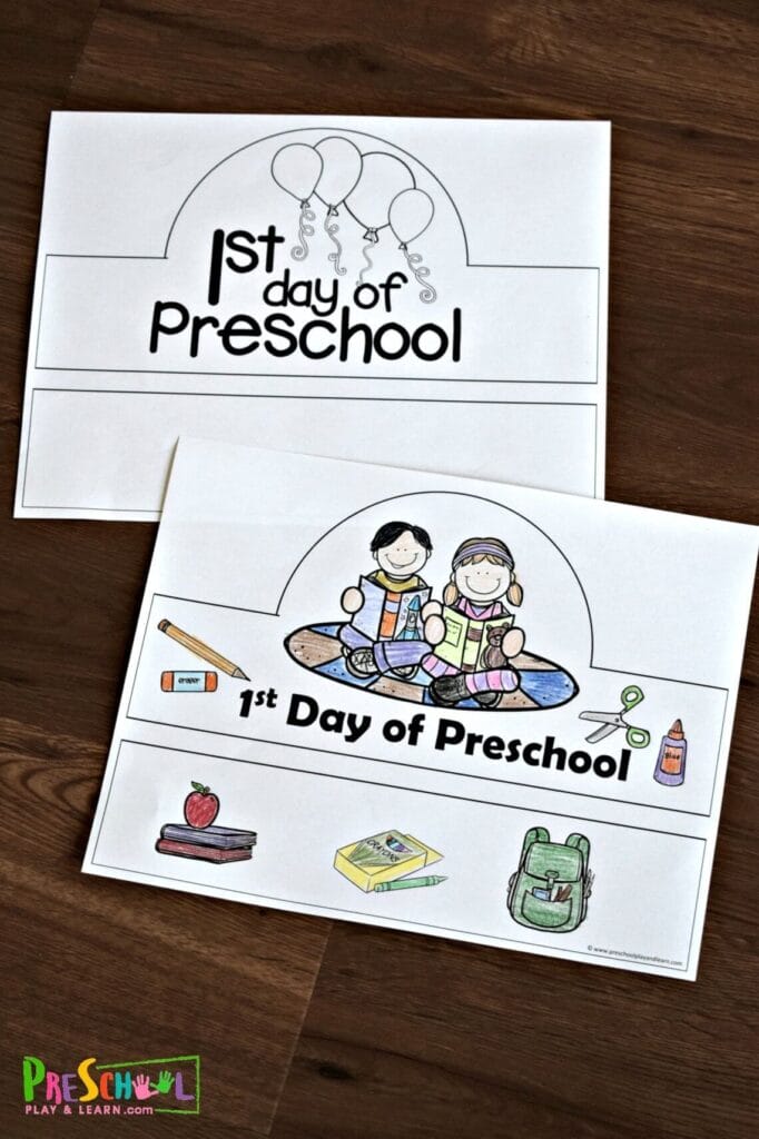 FIRST DAY OF PRESCHOOL COLORING PAGE