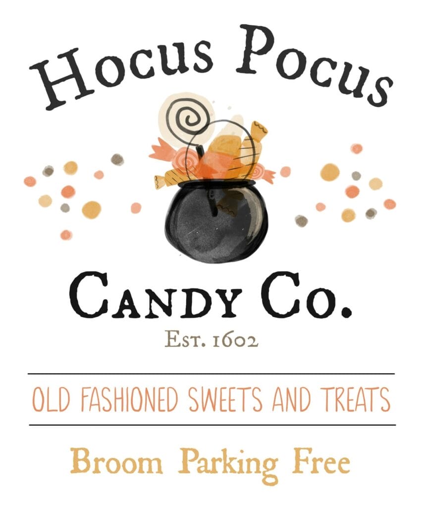 Hocus Pocus Candy Co. Free Halloween Printable