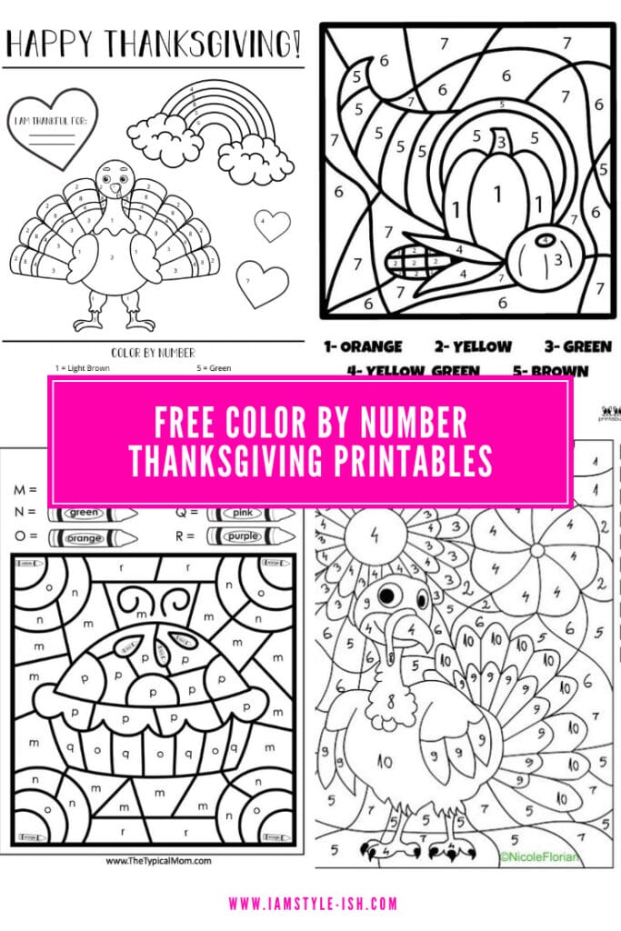 FREE Color By Number Thanksgiving Printables