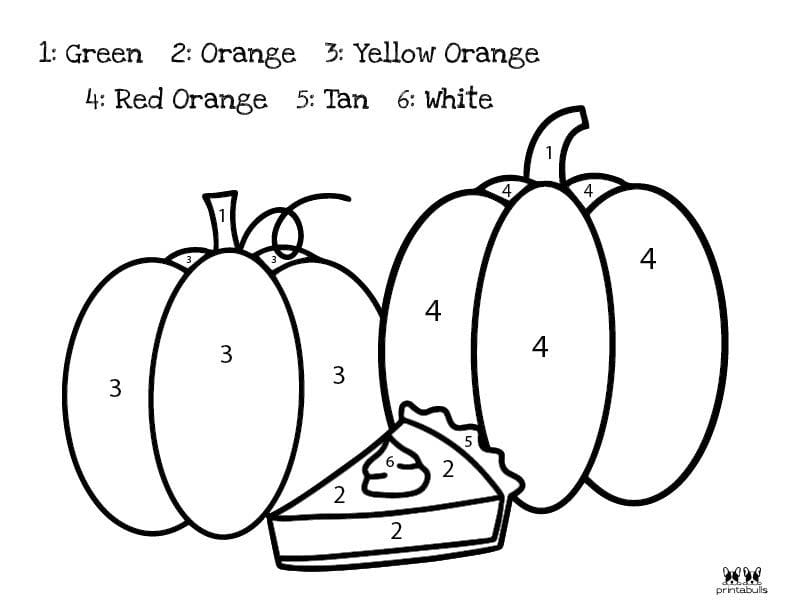 Simple Pumpkin Pie Color by Number page