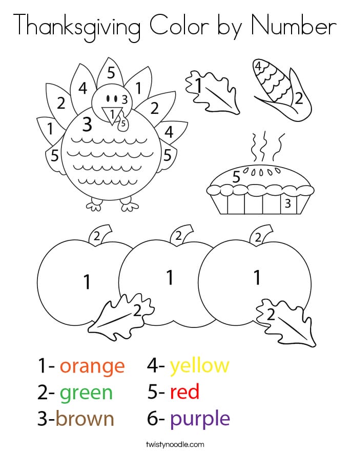 Thanksgiving Fun Color By Number printable