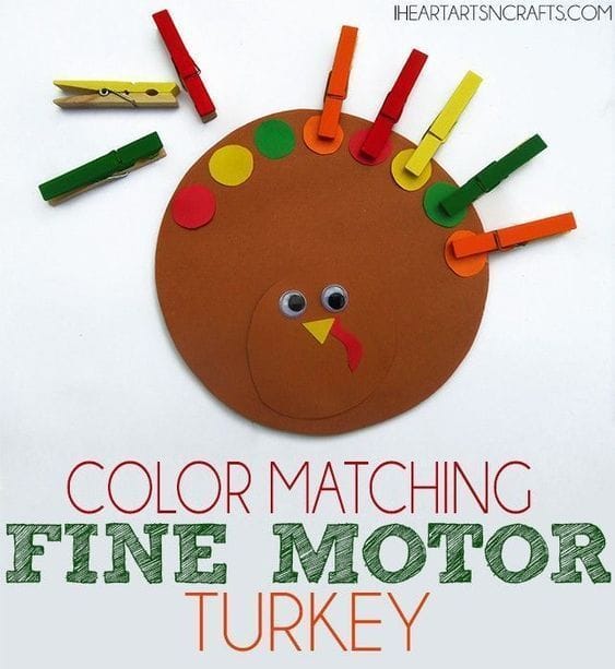 Color Matching Turkey Fine Motor Activity