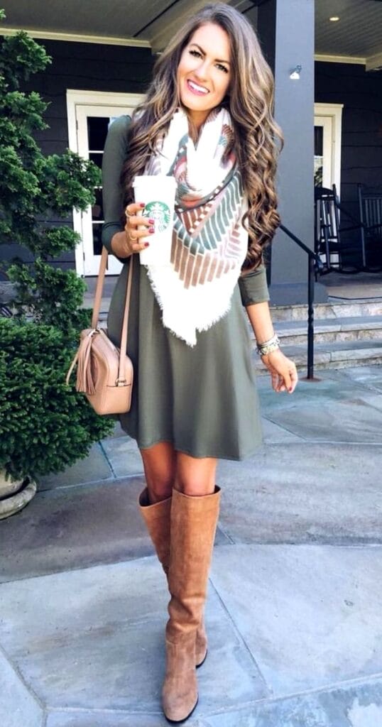 casual style with dress and boots