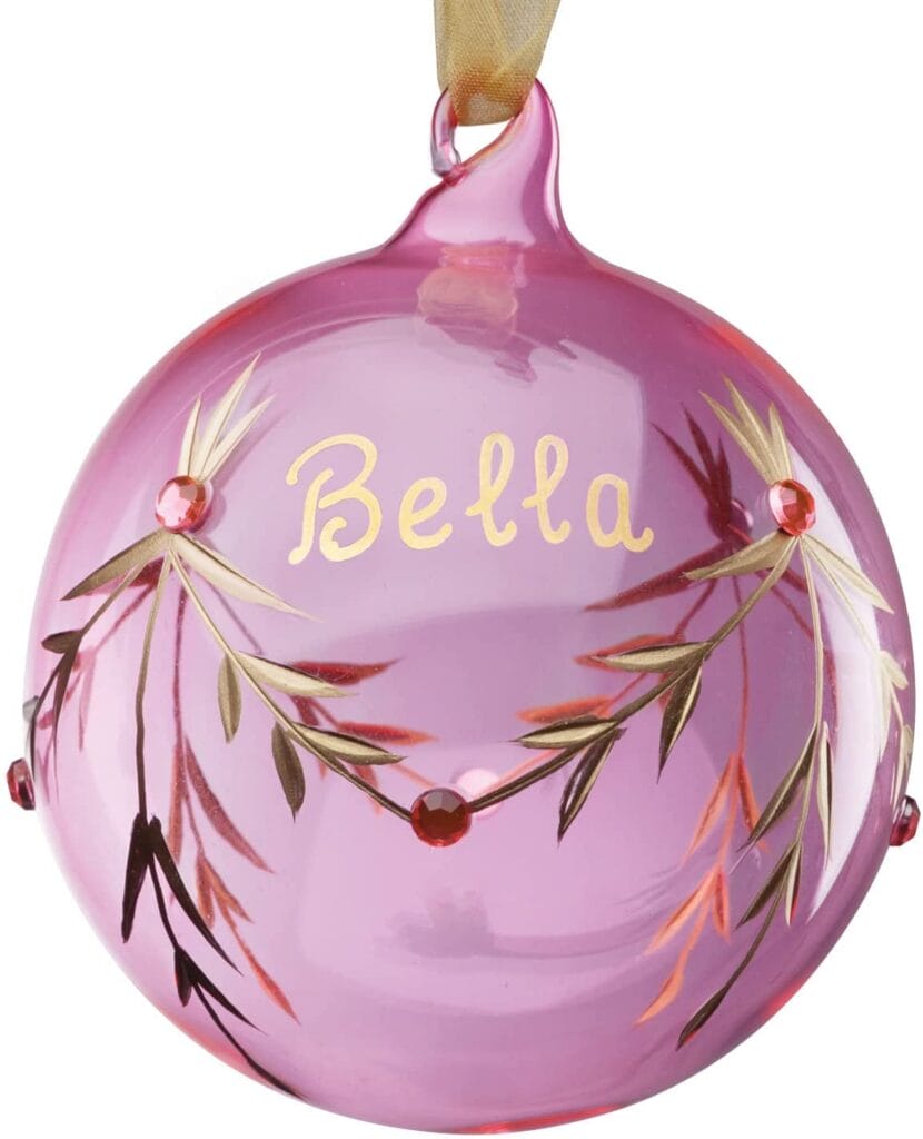 Personalized Glass Birthstone Christmas Ball Ornament with Custom Name