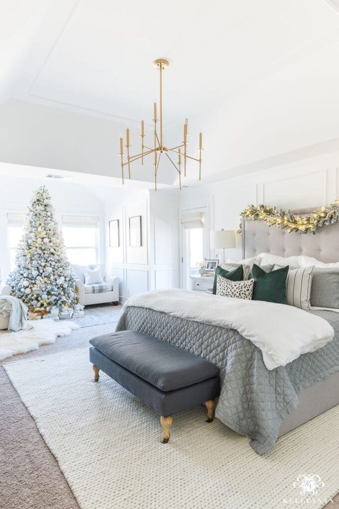 neutral christmas bedroom decor