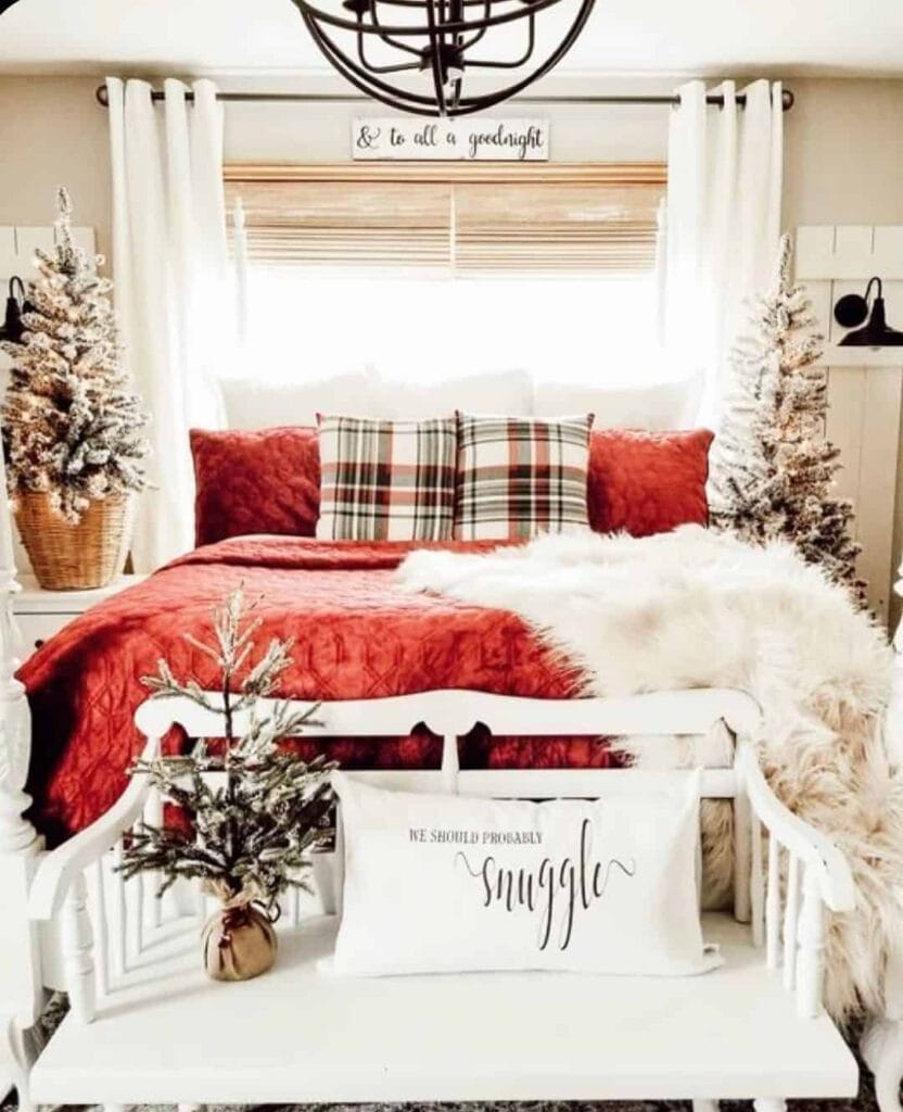 classic christmas bedroom decor
