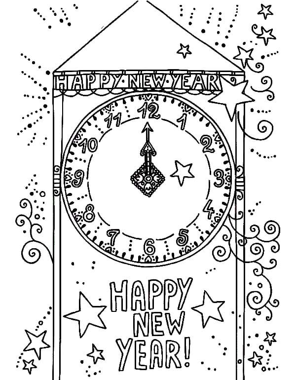 Happy New Year City Clock Printable 