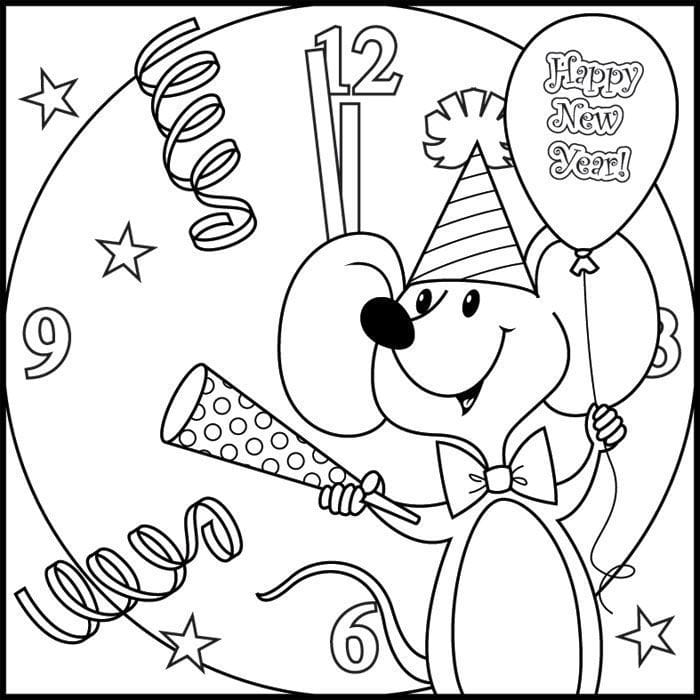 Happy New Year Countdown Coloring Page