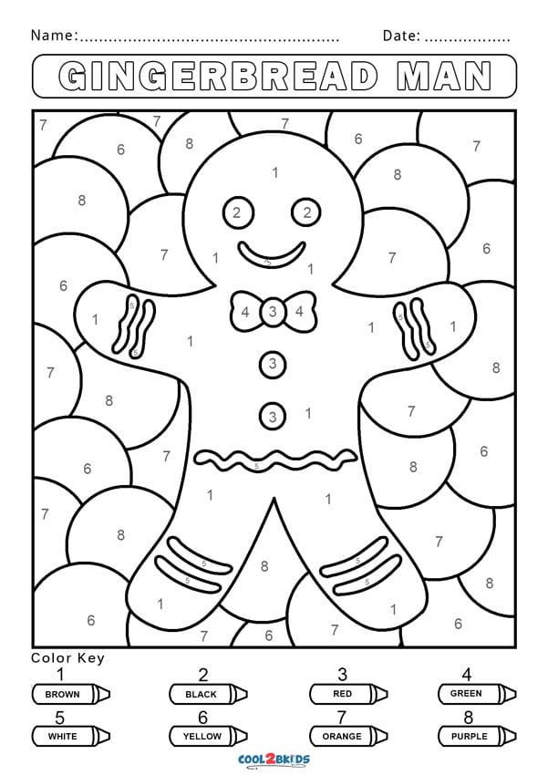 Gingerbread Man Color By Number Printable