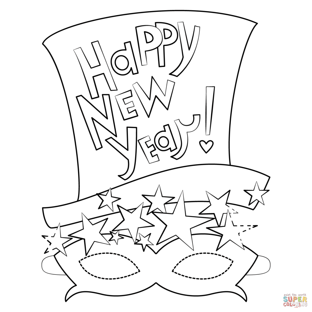 Printable New Years Mask Coloring Page
