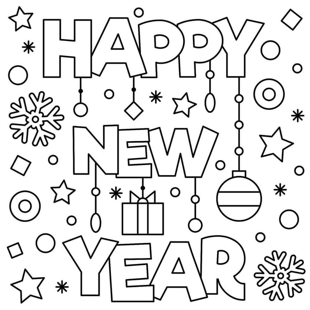 Happy New Year Coloring Printable 