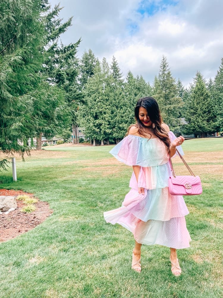 pastel colored spring wedding guest dresses