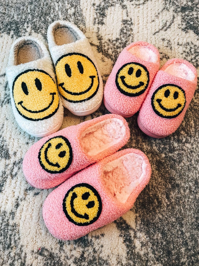 smiley face slippers for women and kids