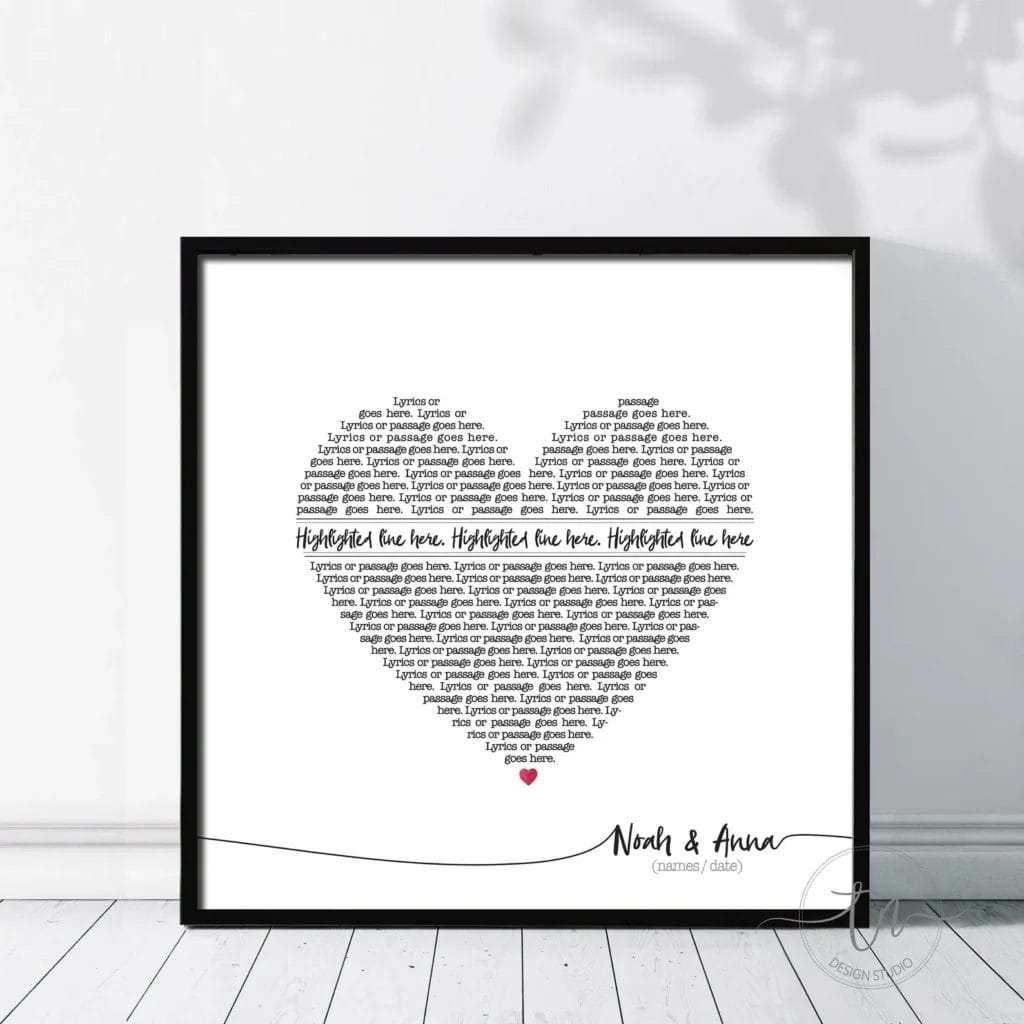 Heart Song Lyrics Personalized Poster