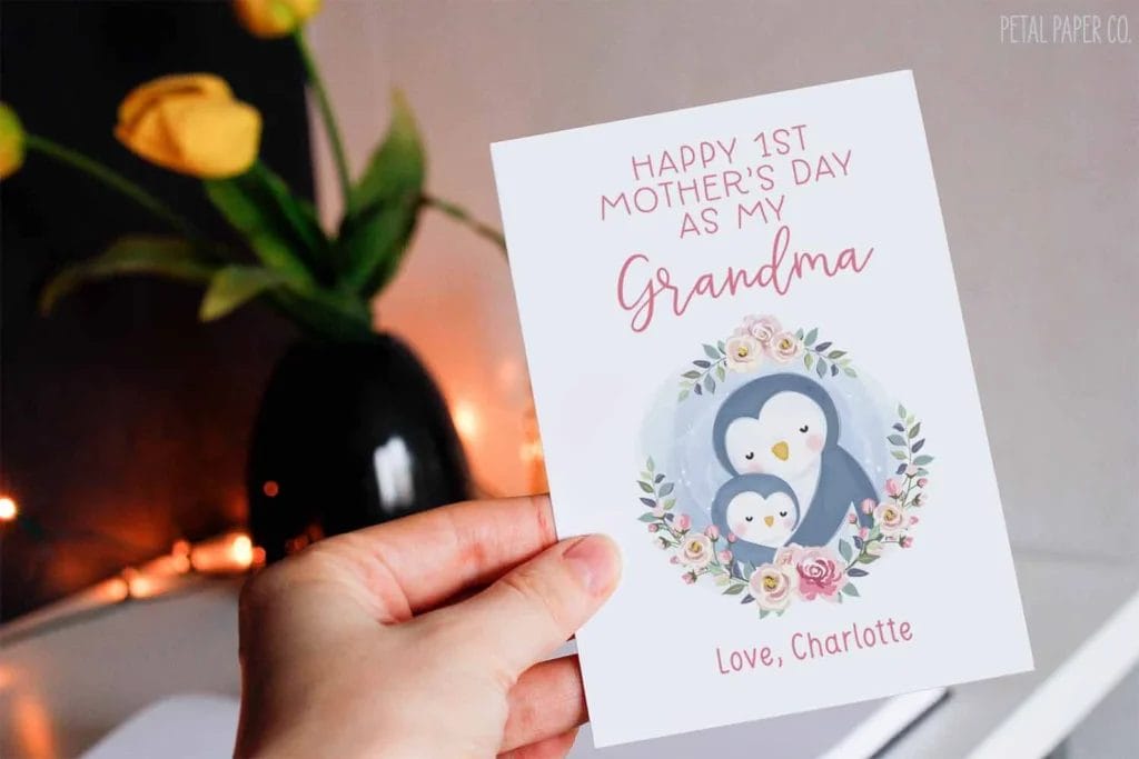 personalized first mothers day card for grandma