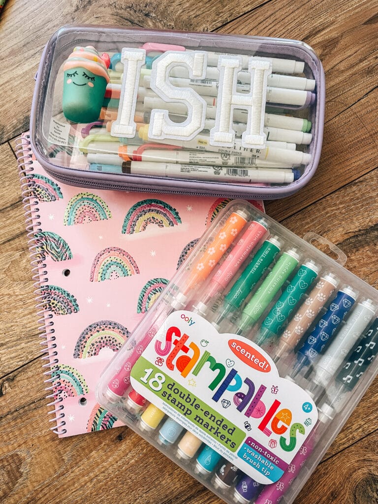 school supplies - notebook and markers