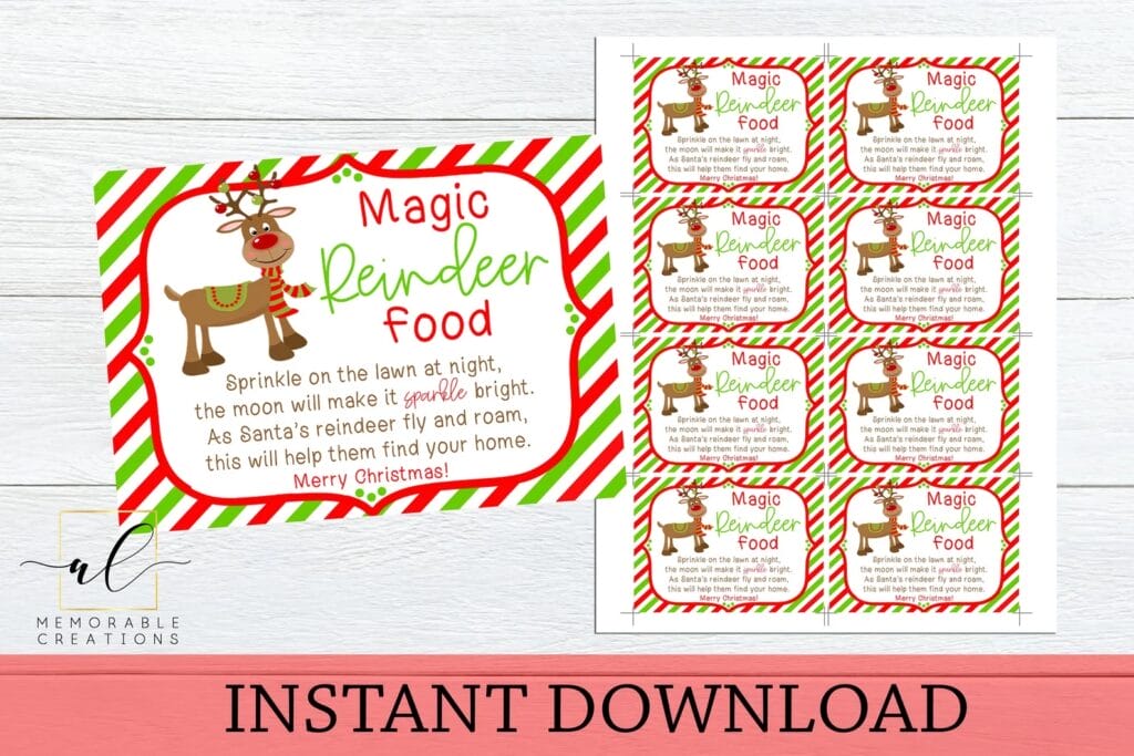 Reindeer food printable labels