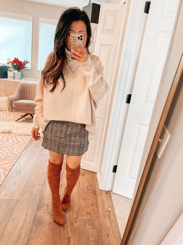 plaid skirt outfit fall